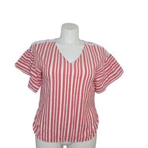 MICHAEL Michael Kors Red and White Striped Blouse